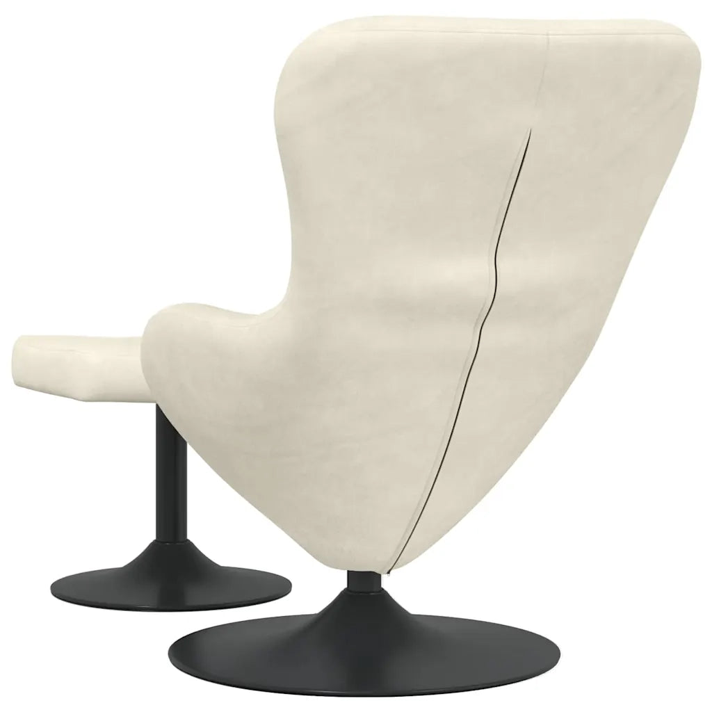 Poltrona | Sedia Egg con Pouf Crema Velluto