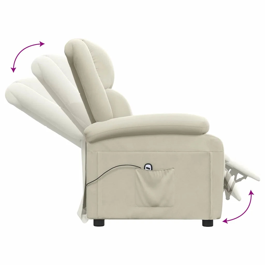 Poltrona Elettrica Reclinabile-Divano Sedia Crema in Velluto 193304