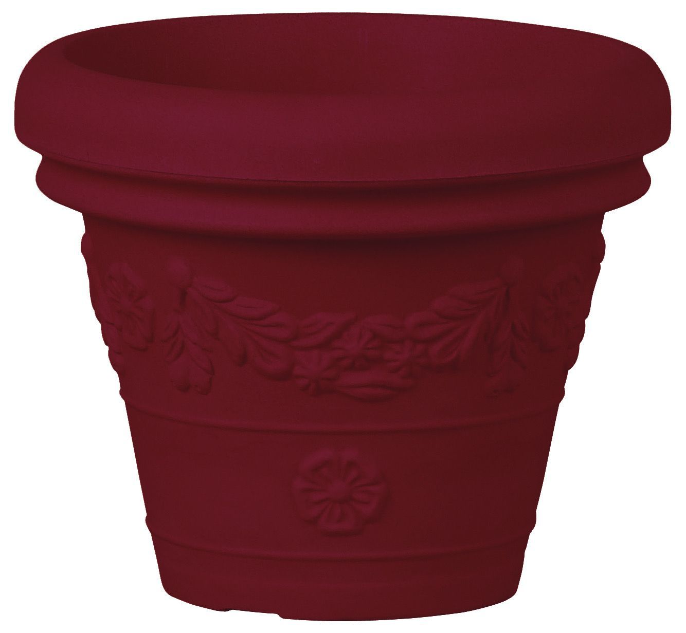 Tera vaso grande festonato anticato  in resina, vaso grande effetto terracotta con decori, per interno ed esterno