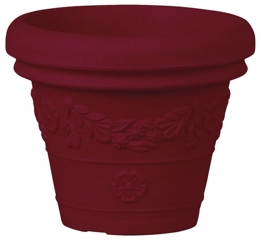 Tera vaso grande festonato anticato  in resina, vaso grande effetto terracotta con decori, per interno ed esterno