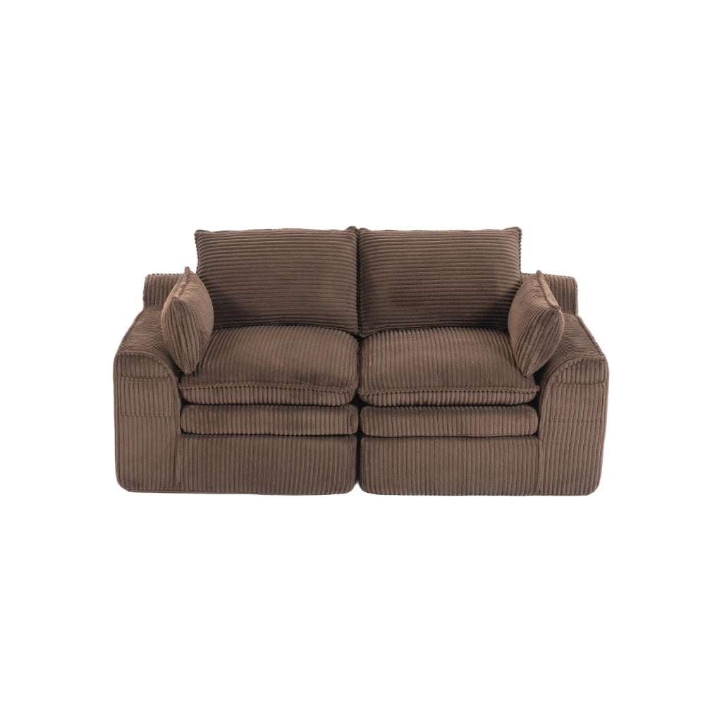 Divano 2 Posti in Tessuto con Cuscini ¨C MINIMAL ¨C Marrone, Cordura, Braccioli