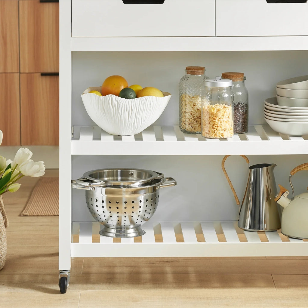 Penisola Cucina Piano di Lavoro per Cucina con 2 cassetti a 2 Ripiani L100*P60*A94CM Bianco FKW74-WN