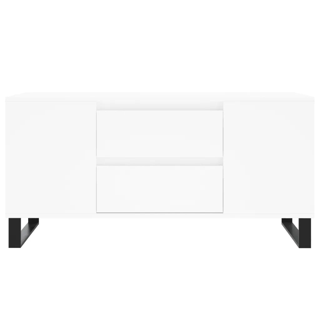 Tavolino da Salotto Bianco 102x44,5x50 cm in Legno Multistrato