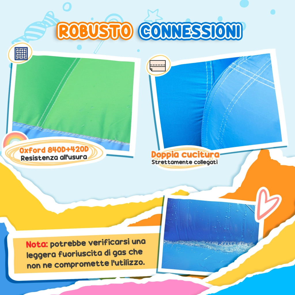 Castello Gonfiabile Trampolino 4 in 1, Scivolo, 415x205x190cm, Multicolore