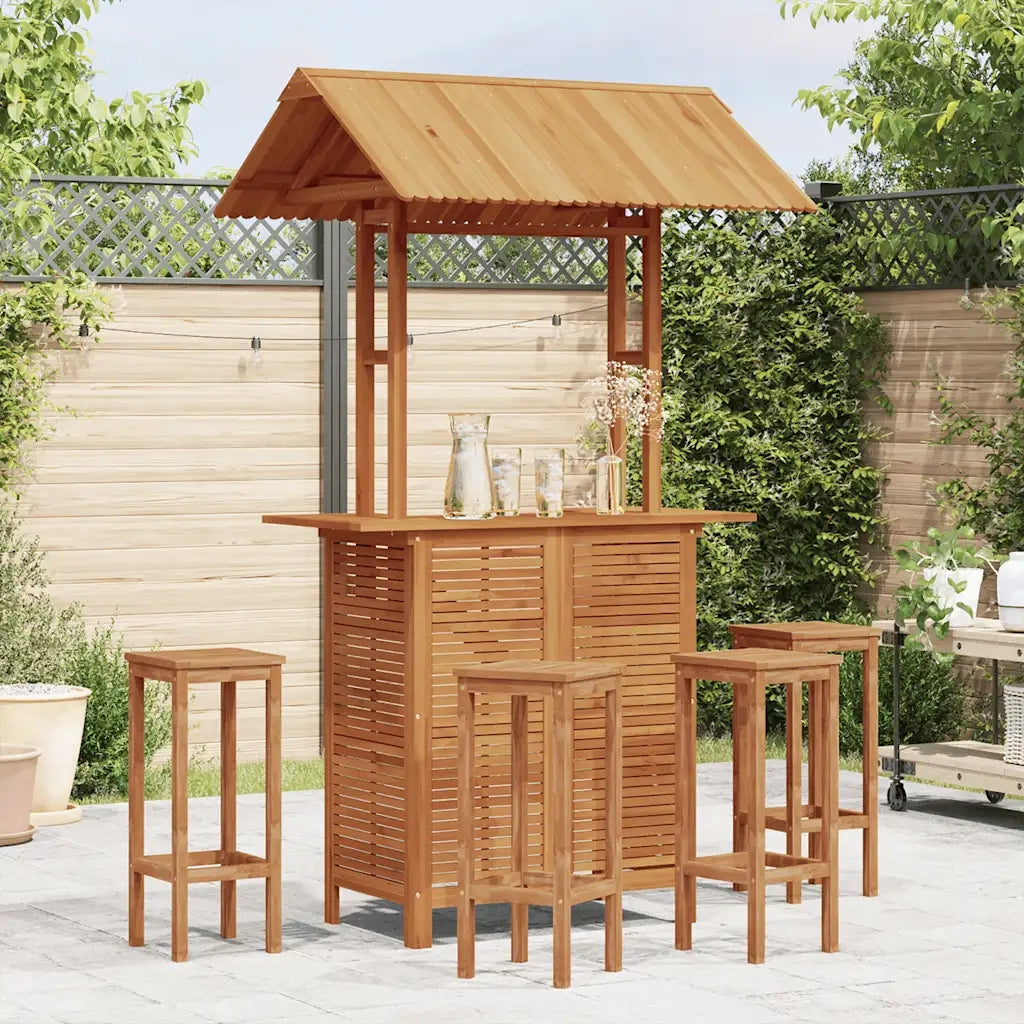 Tavolo Bar Esterno con Tetto 122x106x217cm Massello di Acacia cod mxl 34497