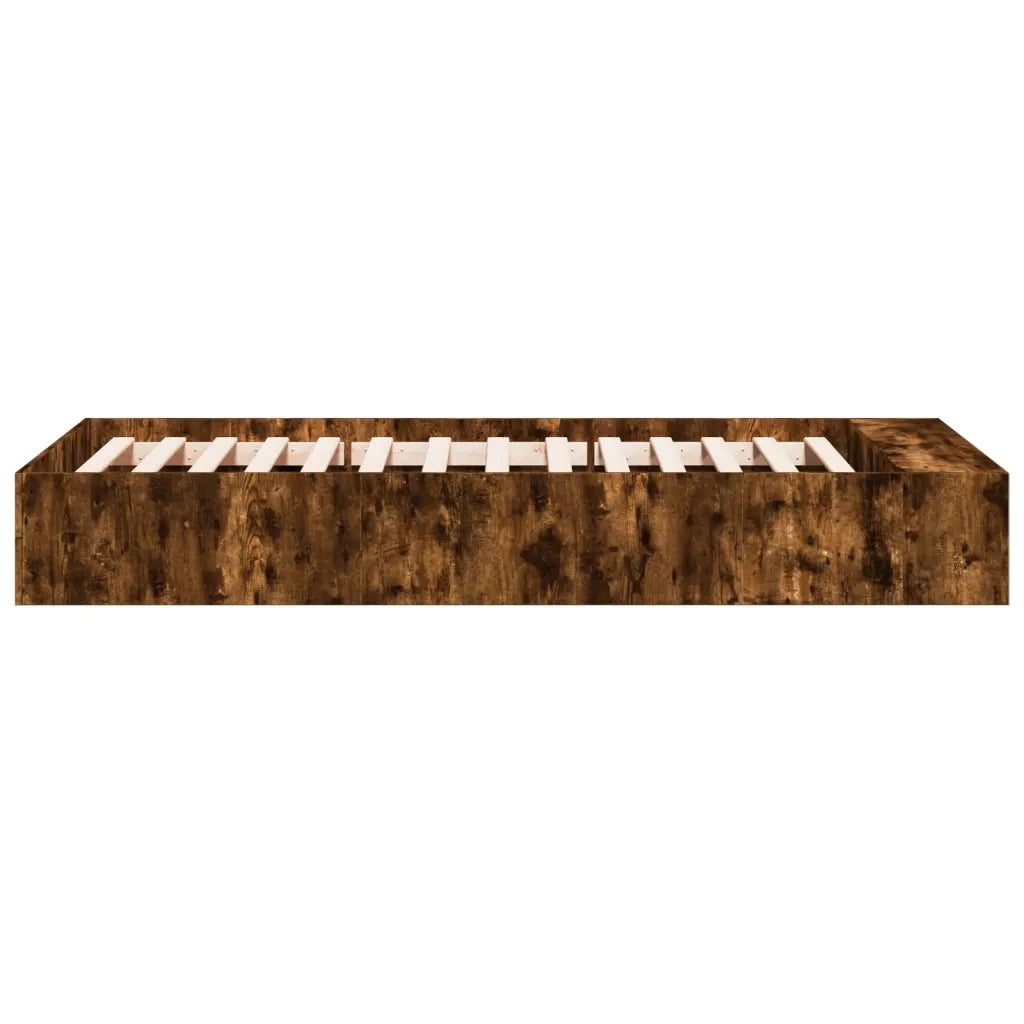 Letto singolo | Letto per adulti | Giroletto Rovere Fumo 100x200 cm in Legno Multistrato