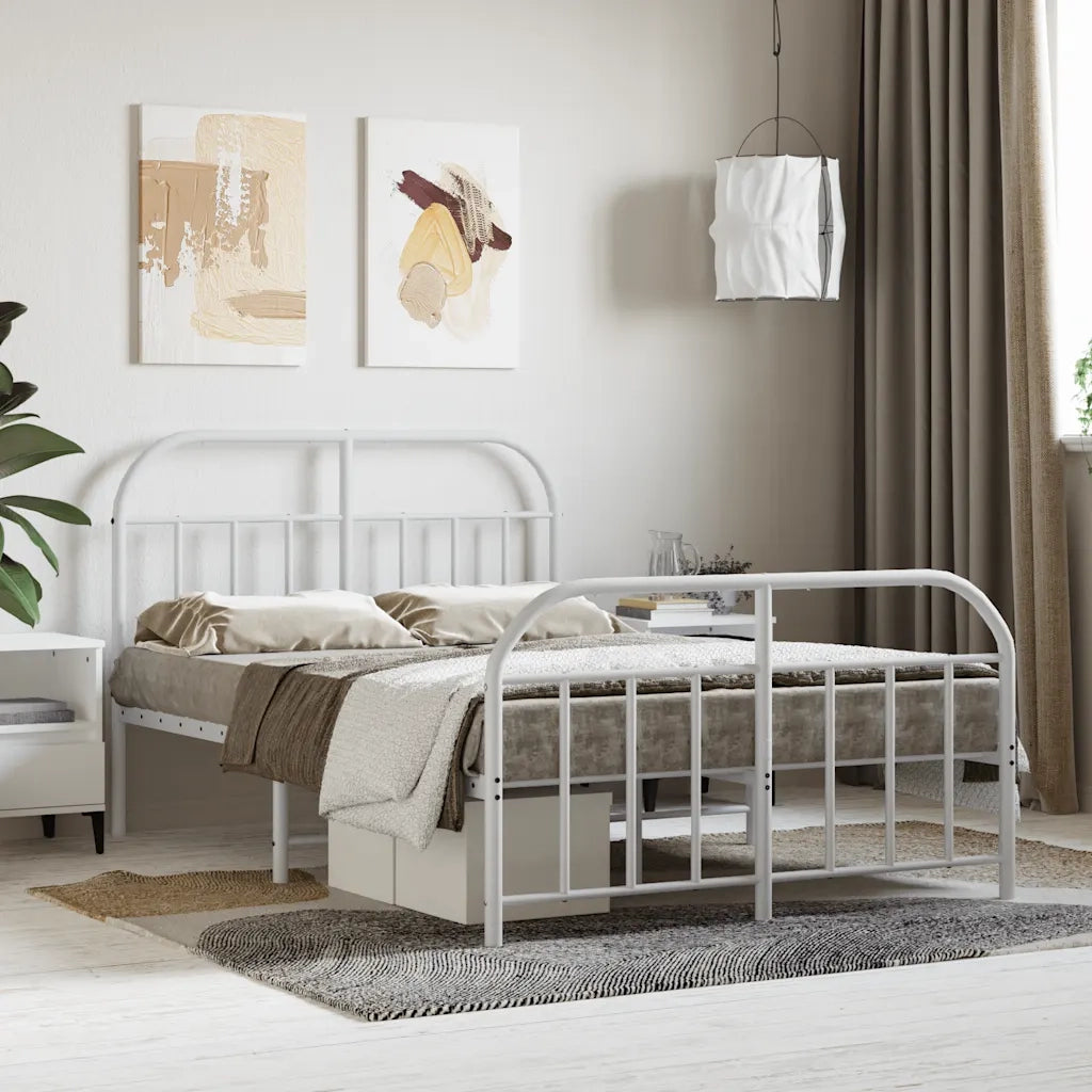 Giroletto con Testiera e Pediera-Struttura Letto Metallo Bianco 120x190 cm 202140