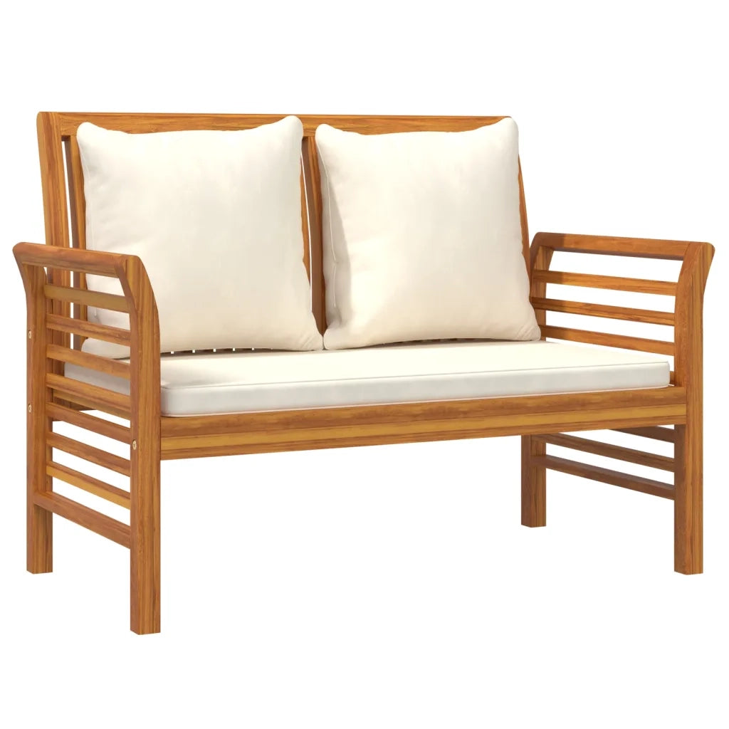 Set Divani Giardino 2 pz Cuscini Bianco Crema in Legno Massello cod mxl 37769