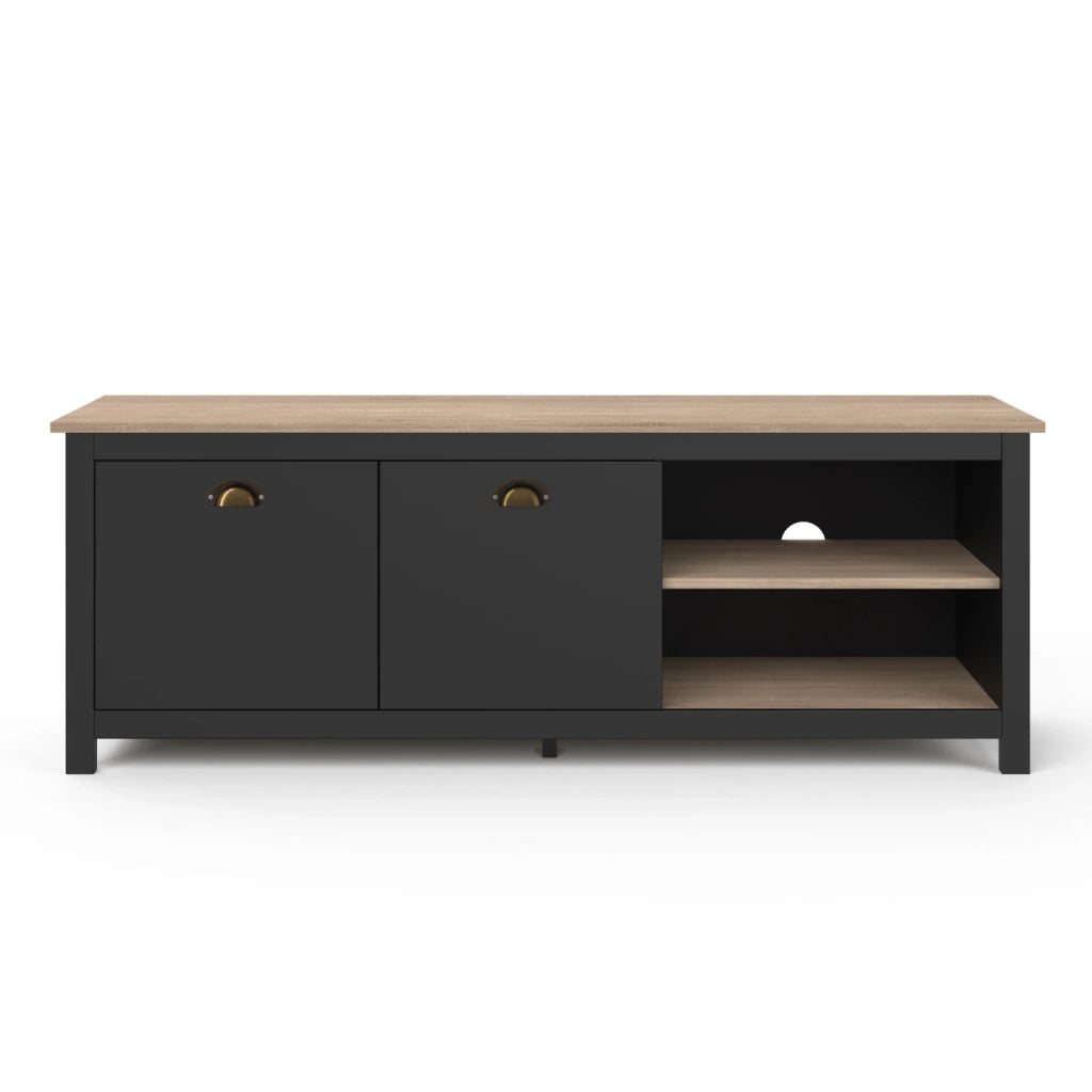 IDMarket - Mueble TV ISIS 140 cm madera vintage y negro