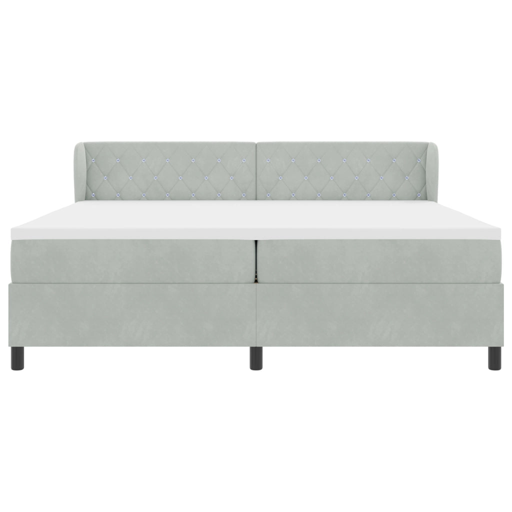 Letto con Rete a Molle e Materasso Grigio Chiaro 200x200 cm Velluto