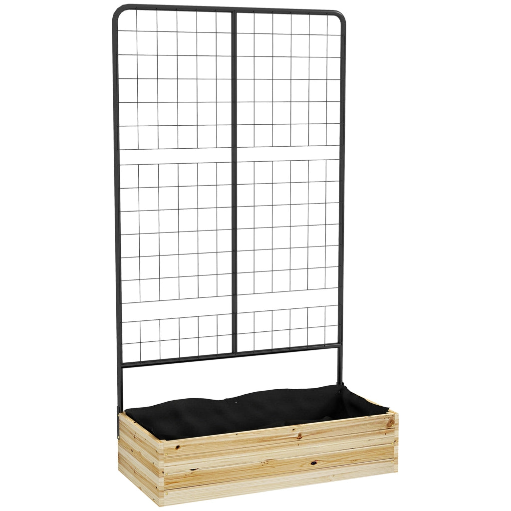 Fioriera rialzata con spalliera, cassone per piante in legno naturale, 80 x 38 x 145 cm