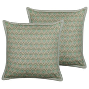 Set di 2 cuscini decorativi cotone motivo foglia 45 x 45 cm sfoderabile cerniera accessori decorativi