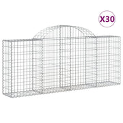Cestini gabbioni recinzione a gabbia muro di contenimento ad arco 30 pezzi 200 x 30 x 80/100 cm ferro zincato argento 02_0040823