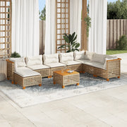 Set Divano da Giardino 9 pz con Cuscini Beige in Polyrattan 3261964
