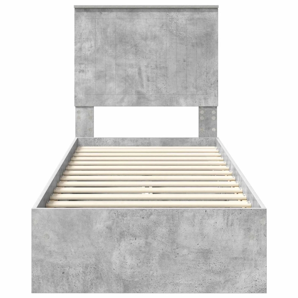 Letto con Contenitore con testiera Grigio cemento 75 x 190 cm