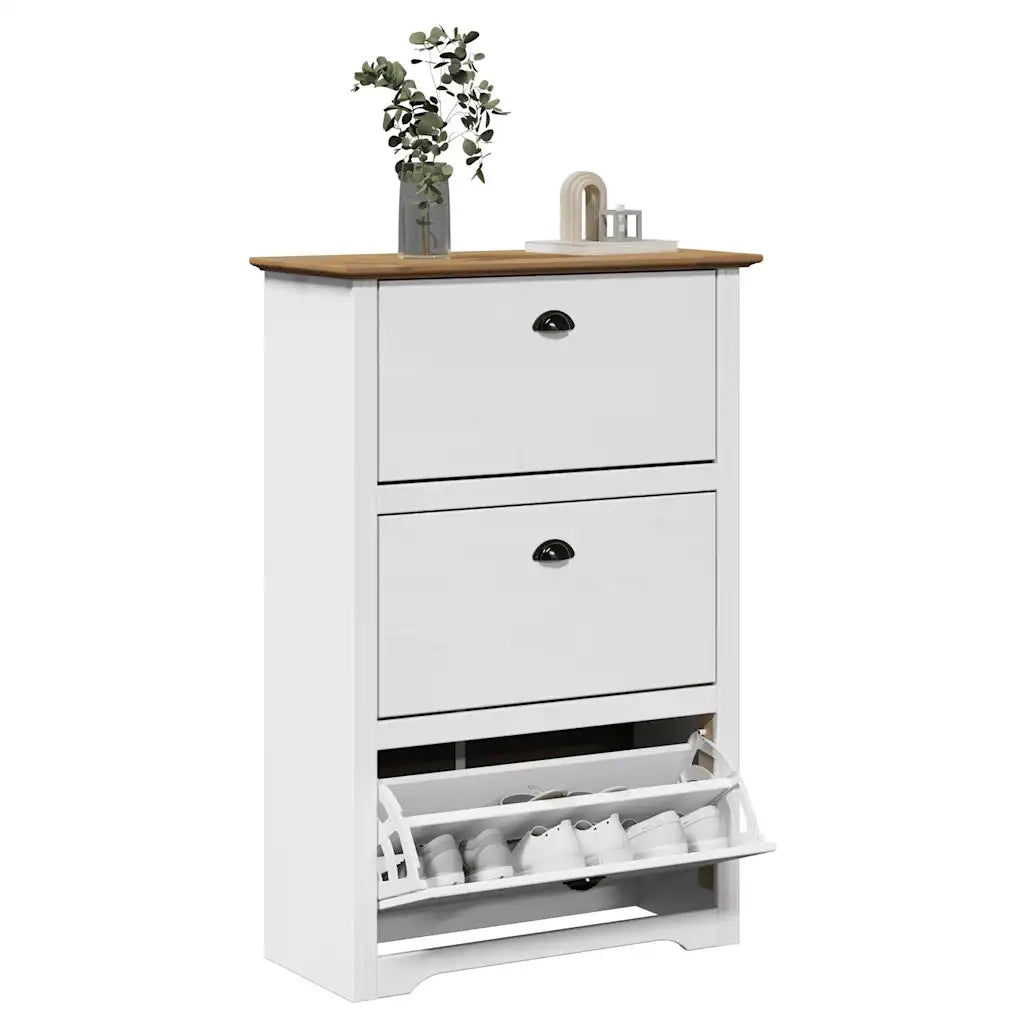 Scarpiera BODO Bianca e Marrone 80x35x118 cm