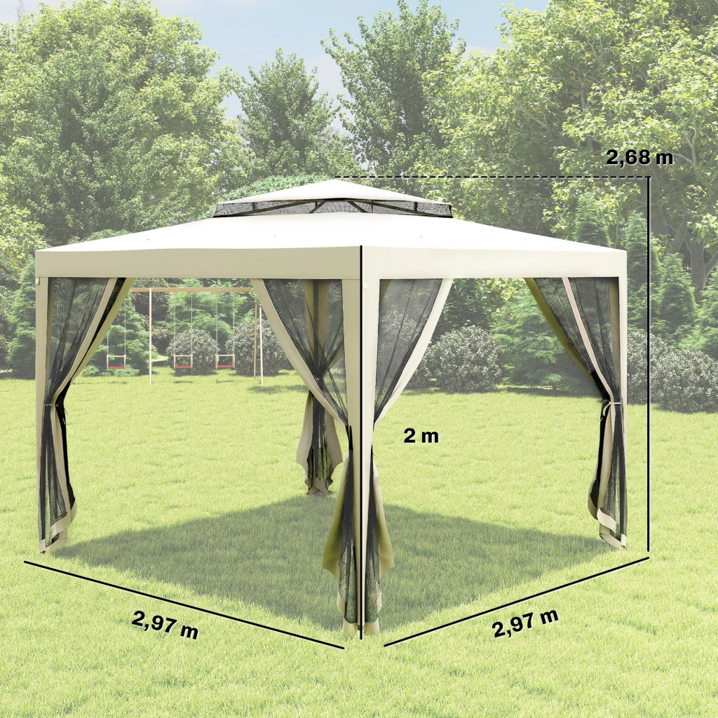 Gazebo Giardino 3x3 m ¨C zephmum ¨C Crema Metallo