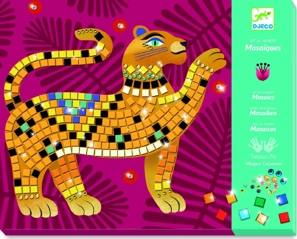 Mosaico,Nel cuore della giungla,,tavole da decorare con quadratini in gommapiuma,Djeco,eta 7-12