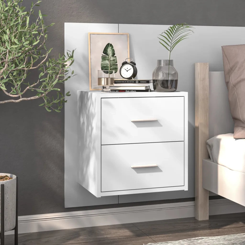 Comodini a Parete 2 pz-Set di 2 Tavolino da notte Bianchi 128237