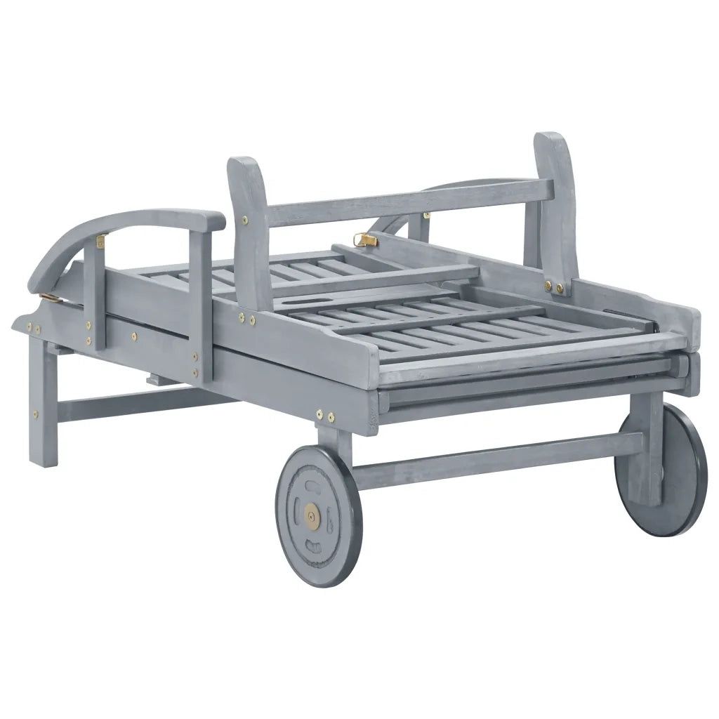 Lettino Prendisole da Giardino con Cuscino Massello di Acacia cod mxl 62881