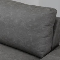 Divano 3 Posti Reclinabile e Imbottito con Braccioli Regolabili, in PU, Legno e Metallo, 200x88x86 cm, Grigio