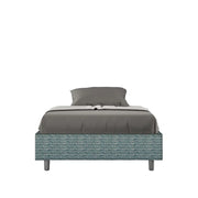 Letto una piazza e mezza con rete imbottito 120x200 tessuto Aragona 8 blu Azelia