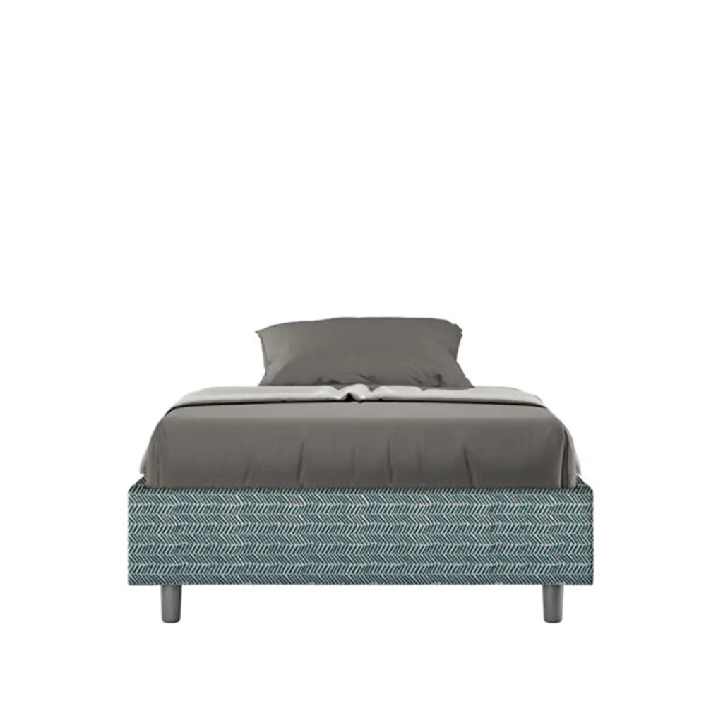Letto una piazza e mezza con rete imbottito 120x200 tessuto Aragona 8 blu Azelia