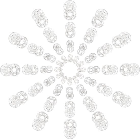 Set di chiodi in plastica trasparente 60 pezzi - 7 mm/12 mm/15 mm/21 mm - per cucire e abbigliamento - attrezzi per riciclo - facile da applicare - chiodi