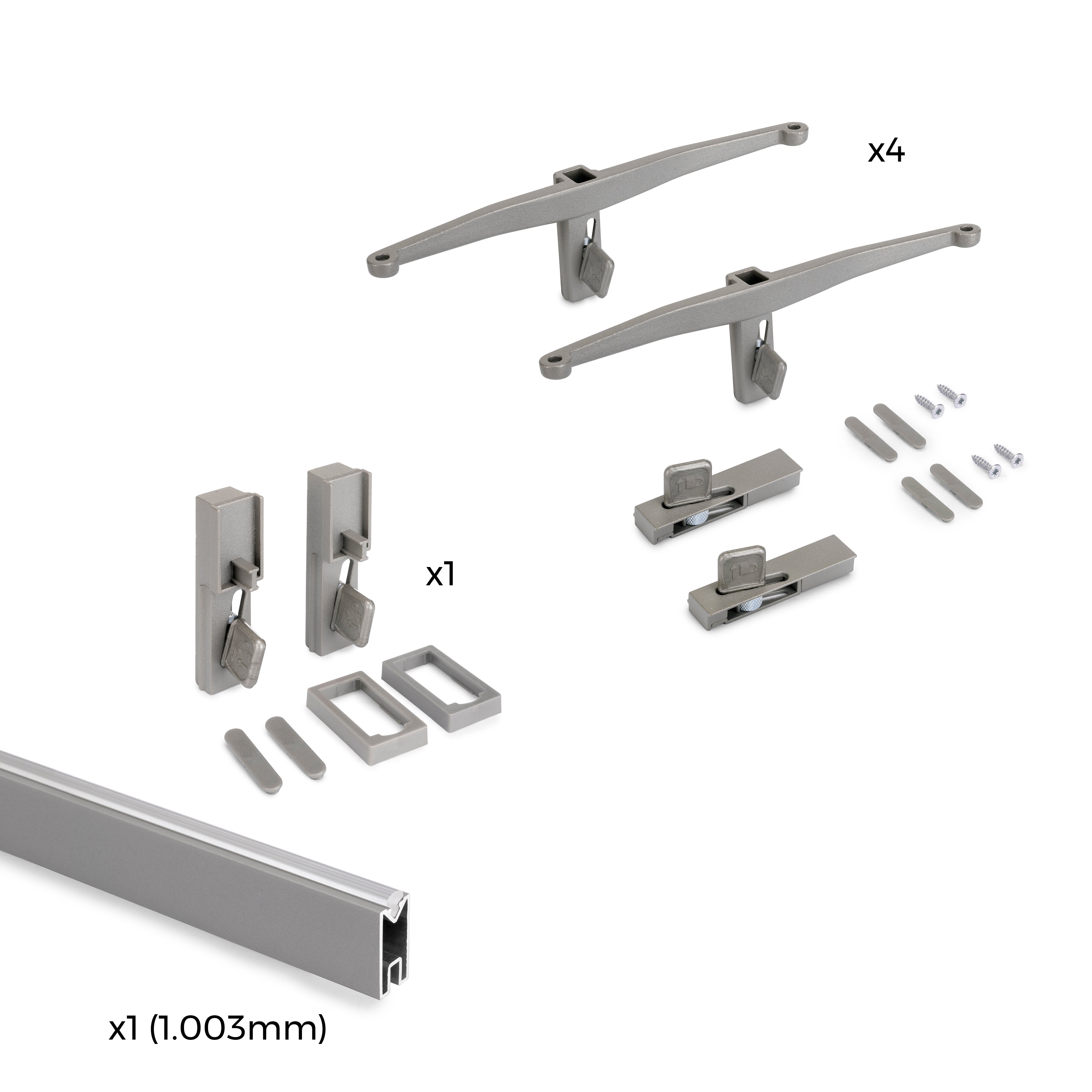 Kit Supporti per Mensole e Appendiabiti in Legno e Alluminio Emuca Zero Grigio Pietra