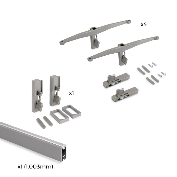 Kit Supporti per Mensole e Appendiabiti in Legno e Alluminio Emuca Zero Grigio Pietra