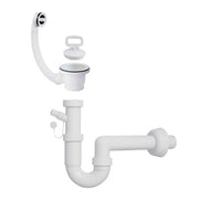 Kit di scarico in plastica per lavatoio con sifone e piletta con troppopieno