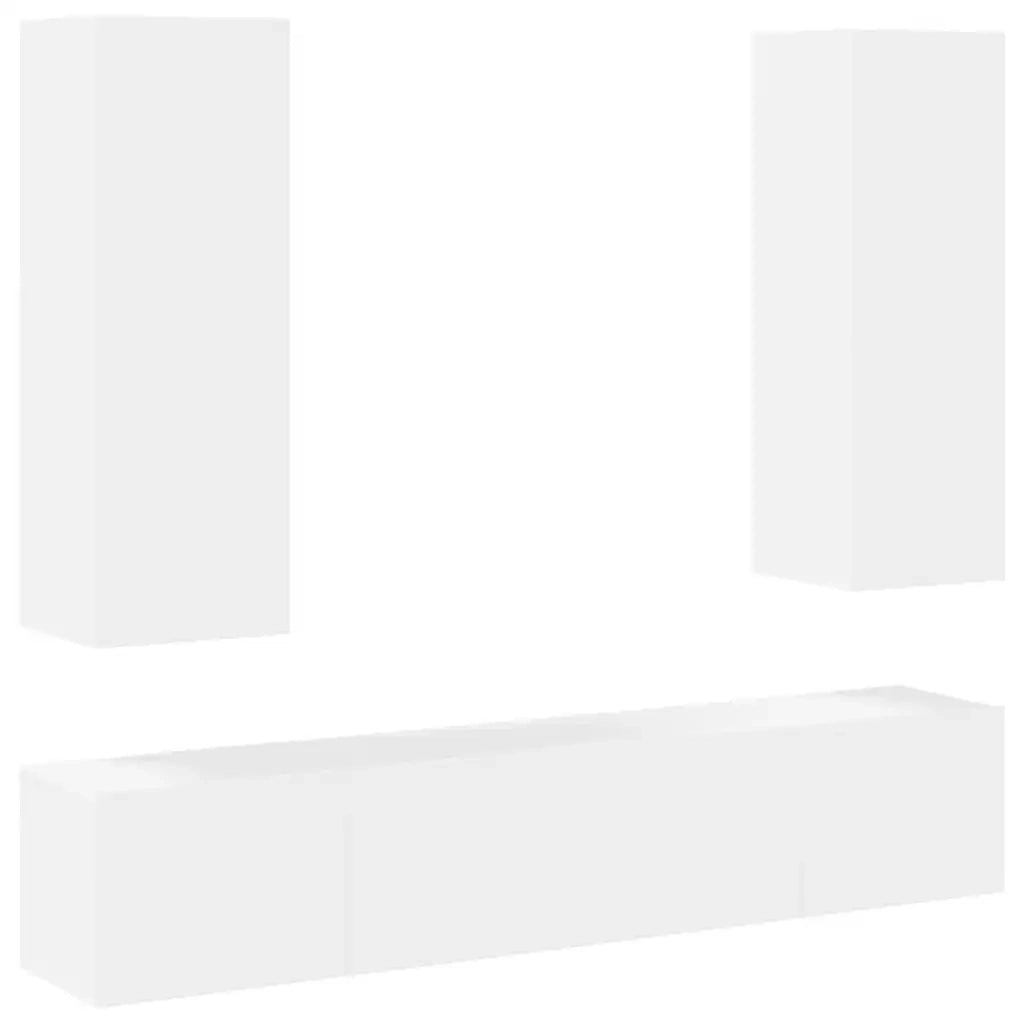 Set Mobili Porta TV 4 pz Bianco in Legno Multistrato 3078666