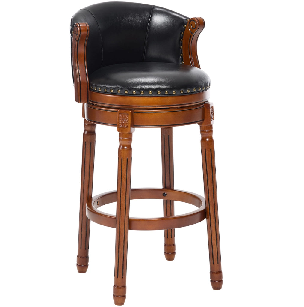 Sedia da bar girevole 55 x 51 x 103 cm in pelle nera e legno per cucina