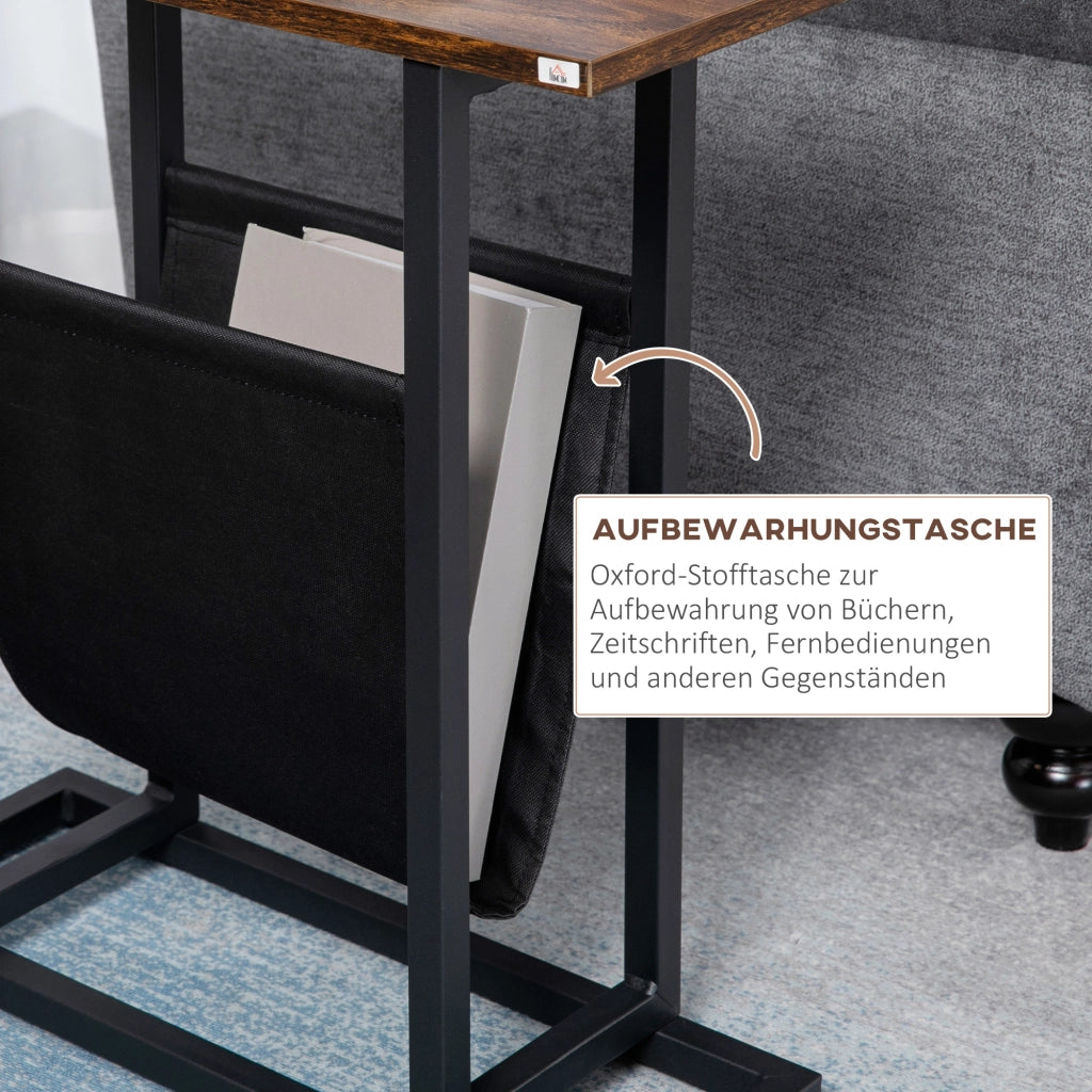 Tavolino da notte design moderno con tasca ¨C zephmum ¨C nero+marrone 49x19x55 cm
