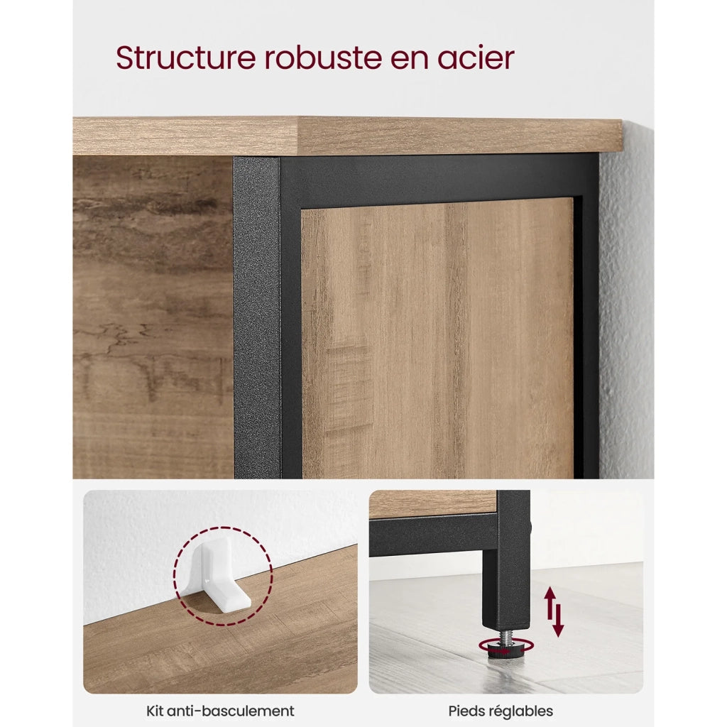 Mobile da cucina a 2 ante 60 x 35 x 125 cm struttura in acciaio credenza alta marrone 12_0004528