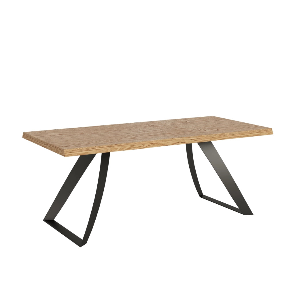 Tavolo fisso 90x180 cm Tabira scortecciato rovere gambe antracite