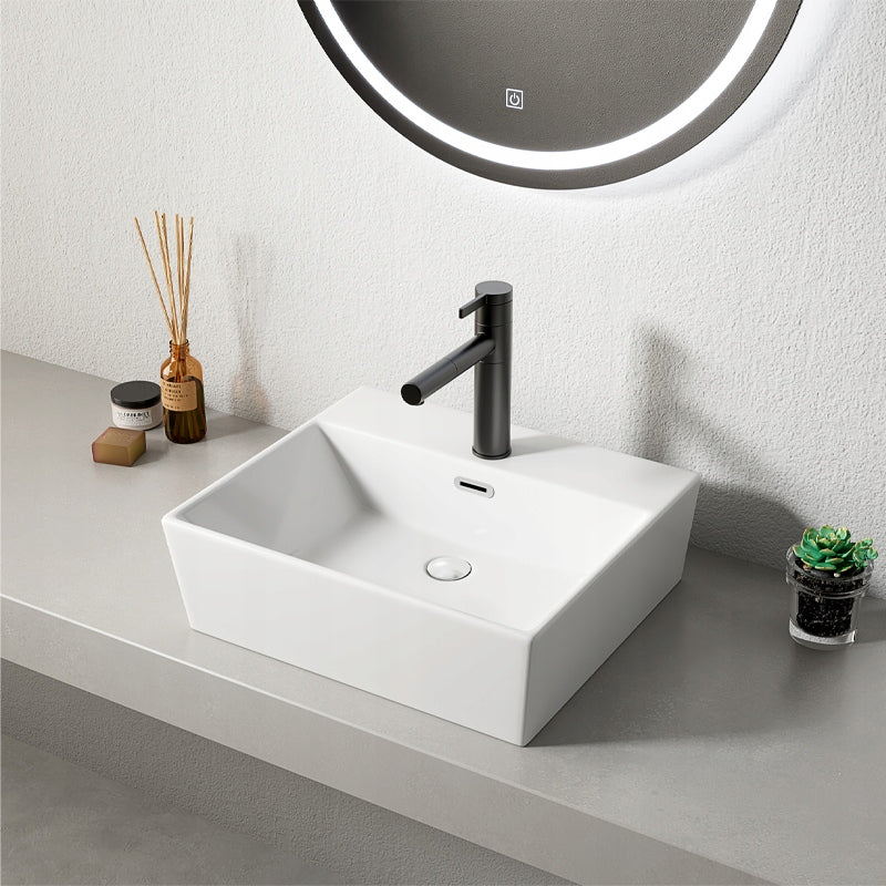 LAVABO IN CERAMICA DA APPOGGIO BIANCO RETTANGOLARE LOFT  GRANDE 41 x 36 CM