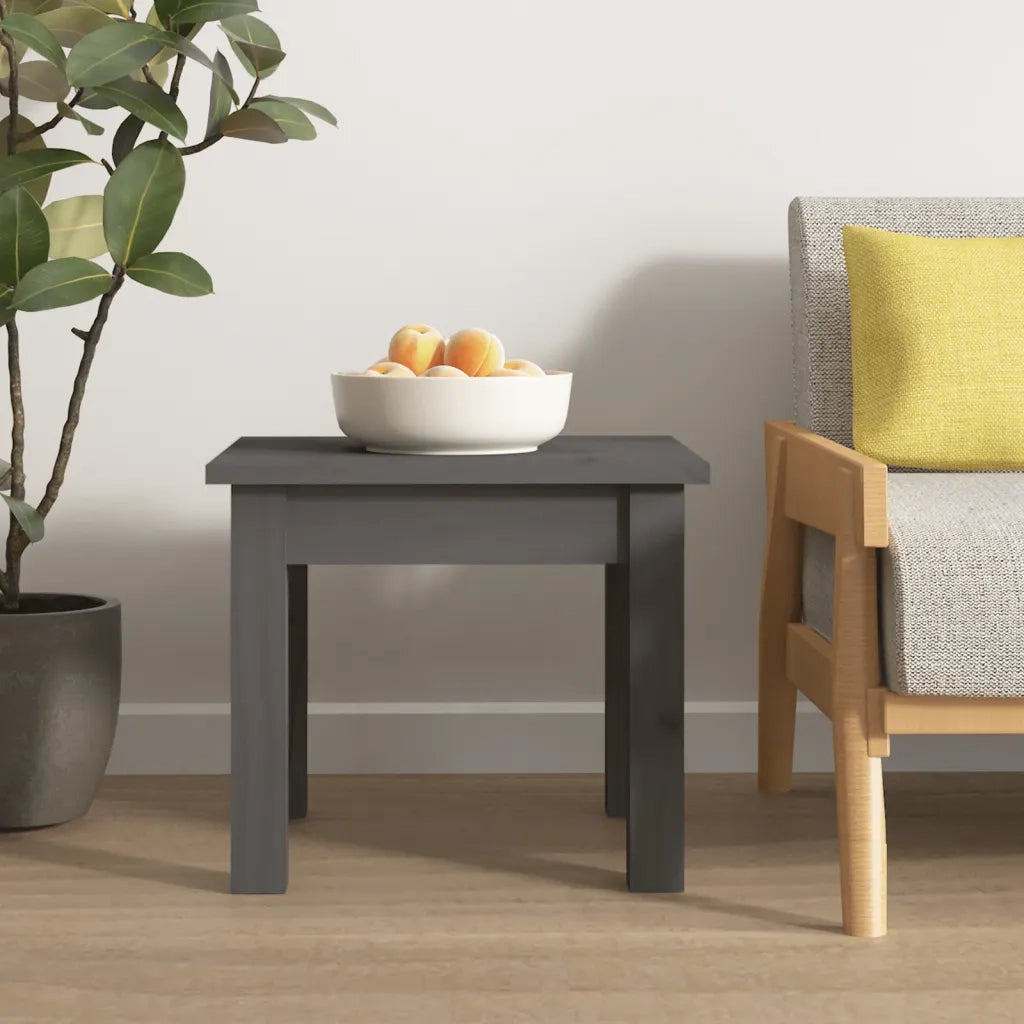 Tavolino da Salotto Grigio 35x35x30 cm Legno Massello di Pino 814221