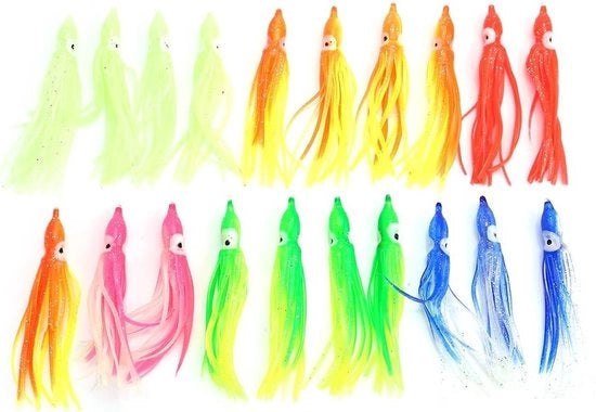 Artificiale inchiostre di octopus, 20 pezzi morbidi per trollare in acqua salata - Accessori per pescare (9 cm)