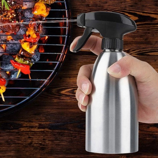 Olio Spray Portatile per Barbecue - Materiale: Acciaio Inossidabile - Ergonomico e Sicuro - Utensile da Cucina - Spray per Olio - Manico Portatile