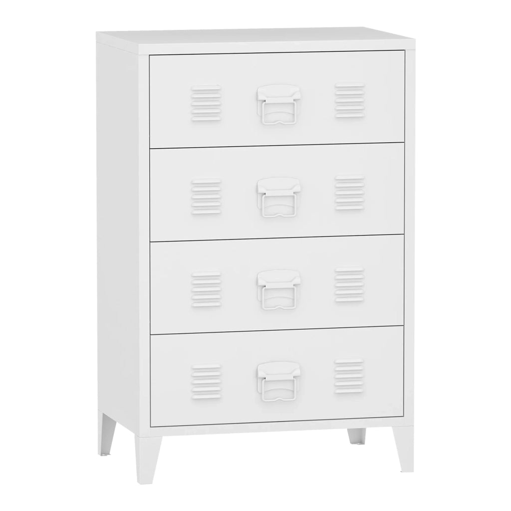 Elegante cassettiera pratica cassettiera in metallo hämeenlinna con 4 cassetti in acciaio 92 x 80 x 40 cm bianco 03_0006838