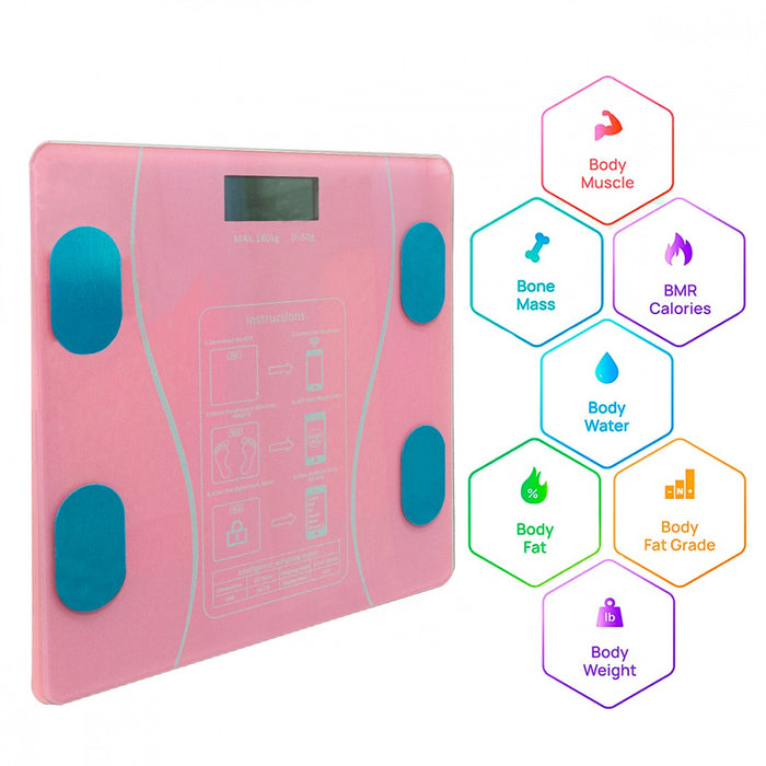 Bilancia Pesapersone Digitale Max 180 Kg in Vetro con App Bluetooth Rosa