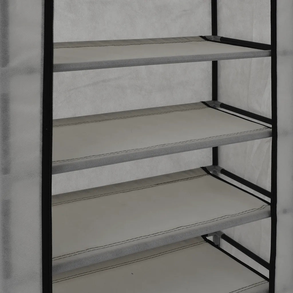 Scarpiera Coperta-Scaffale per scarpe Grigia 58x28x106 cm in Tessuto