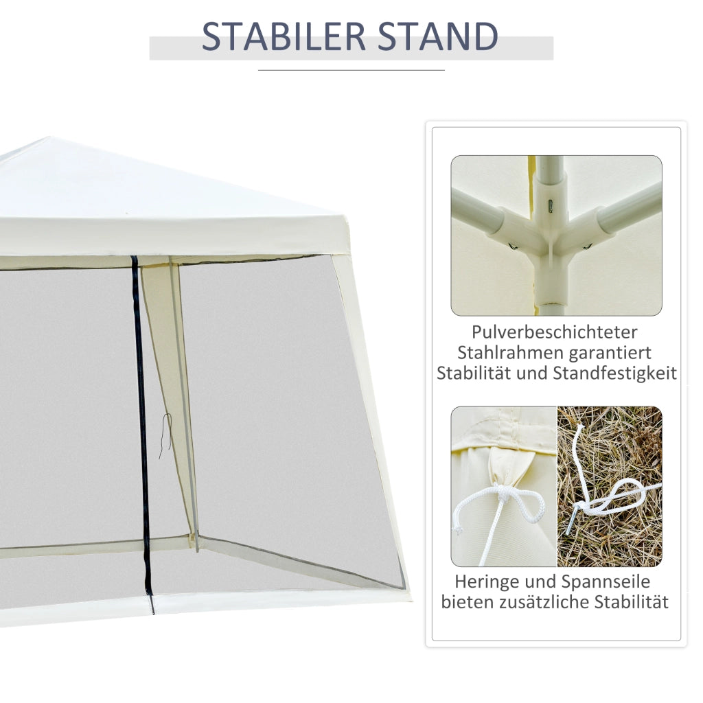 Gazebo da giardino ¨C zephmum ¨C crema 3x3m metallo poliestere