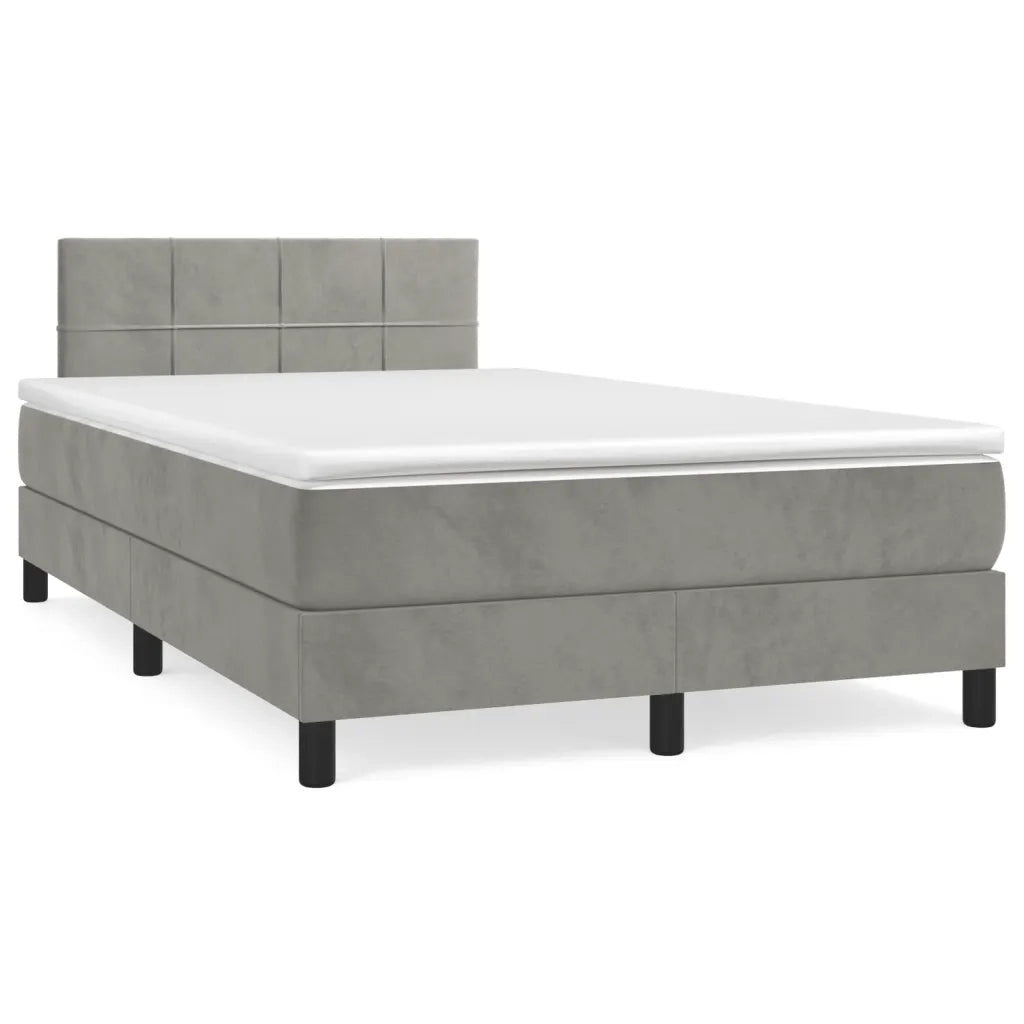 Giroletto a Molle con Materasso Grigio Chiaro 120x200cm Velluto 3141293