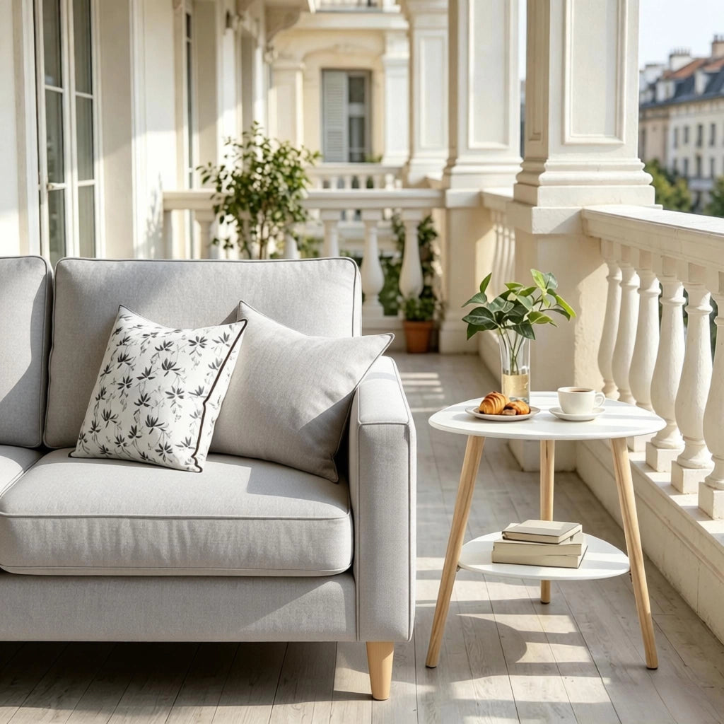Comodino con 2 ripiani aperti e struttura stabile in MDF e legno massello, bianco per camera da letto, 50×40×55 cm