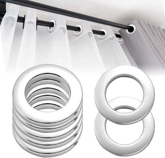 Occhialini 20 pezzi - Anelli per tende 33 mm - Anelli in plastica - Adatti per le sbarre delle tende - Argento - Resistenti allo strappo e all'usura