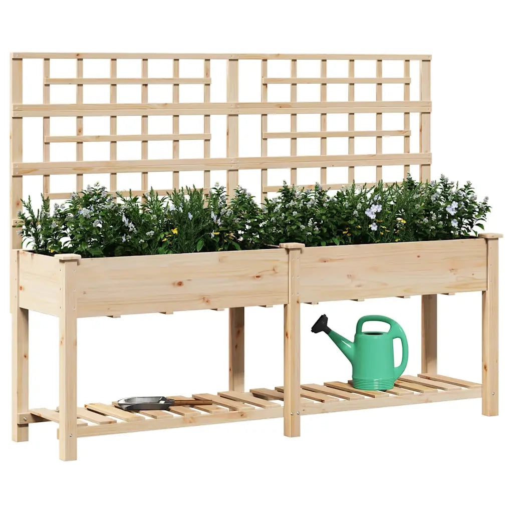 Fioriere | Cassetta per fiori | Vaso da giardino con lo scaffale Beige 203,5 x 54 x 152,5 cm