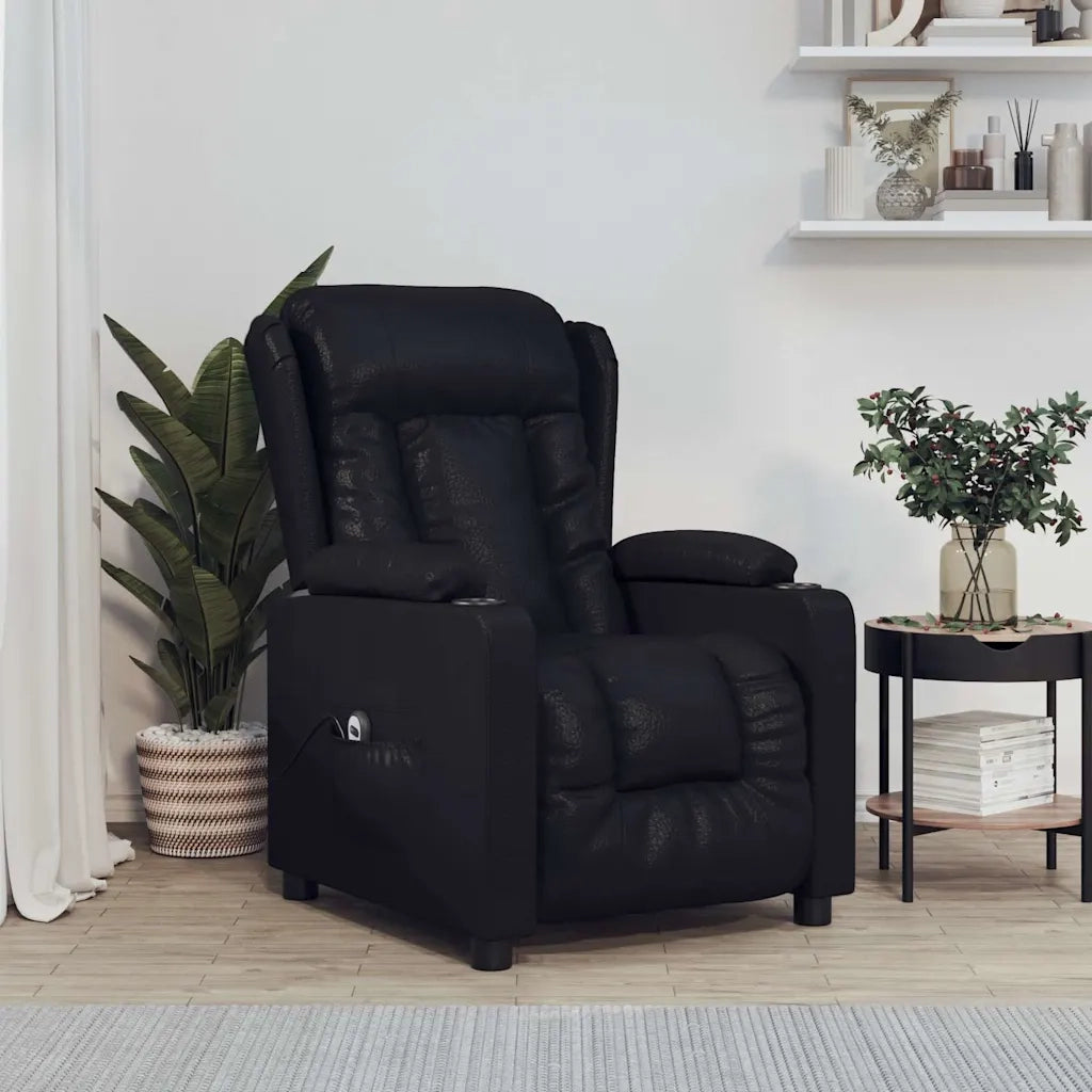 Divano Sedia-Poltrona Reclinabile Elettrica Nera in Similpelle 456412
