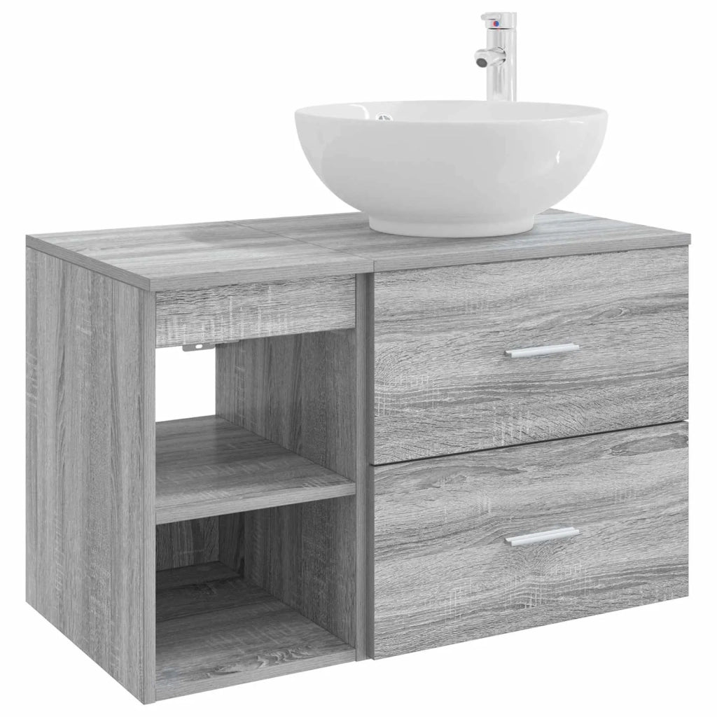 Set di mobili per il bagno 2 pz Sonoma grigio 3403917
